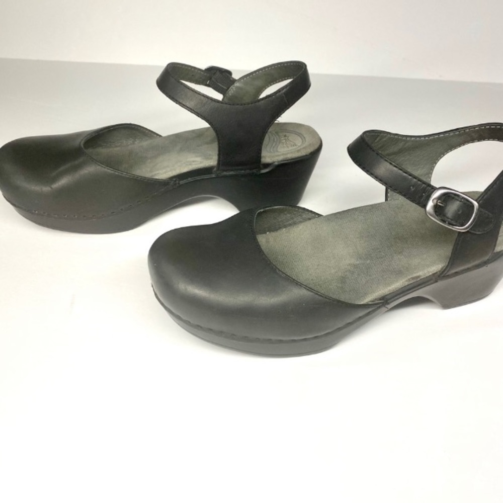 Dansko Mary Jane Black Leather Clogs